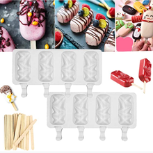 1pcs Silicone Ice Cream Molds 4 Cell Ice Cube Tray Food Safe Popsicle Maker DIY Homemade Ice Lolly Mould Kitchen with 10 Sticks 2024 - buy cheap