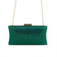 Bolso de mano de lujo para mujer, Cartera de mano con cadena de Metal, color azul y verde, para el día de la mujer, para banquete de boda 2024 - compra barato