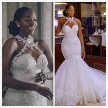 2021 Arabic Aso Ebi Vintage Lace Beaded Wedding Dresses Sheer Neck Mermaid Bridal Dresses Sexy Cheap Custom Made Wedding Gown 2024 - buy cheap