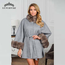 Winter Real Fox Fur Women Coats Jackets Natural New Winter Korean Fashion Wool Fur Coat Real Fox Fur Long Fur Overcoats 2024 - buy cheap