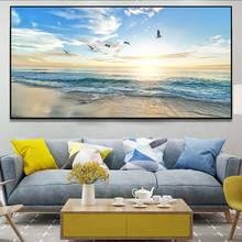 Póster de gaviota y Amanecer, Impresión de Arte de pared, lienzo, pintura de paisaje, imagen para decoración moderna de sala de estar 2024 - compra barato