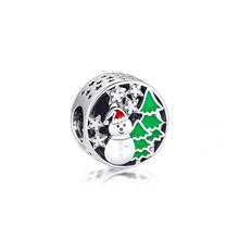 CKK Fit Pandora Bracelet Necklace 925 Sterling Silver Snowman Christmas Metal Beads Charms Fashion Jewelry Making kralen 2024 - buy cheap