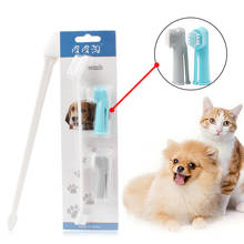 Escova de dentes para animais de estimação, escova de dentes para cães e gatos, conjunto de tártaro e hálito mau, ferramenta de limpeza oral 2024 - compre barato