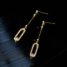Pendientes colgantes con diamantes de imitación geométricos para mujer, joyería de calidad, joyería de circonita AAA, S925 2024 - compra barato