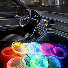 Fio de luz led neon flexível 3m, luz de decoração interna para carro, fio el, fácil costura, driver inversor 12v 2024 - compre barato