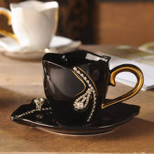 Caneca de café com design clássico de diamantes, presente criativo para amantes, conjunto de caneca de café 3d de cerâmica com strass decoração copo de café da manhã 2024 - compre barato