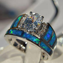 2021 novo 925 cor de prata feito à mão esmalte azul anéis temperamento zircão pedra conjuntos anel para meninas festa jóias presentes 2024 - compre barato
