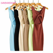 Lundunshijia sem mangas magro primavera verão tricô vestido feminino sexy pode ser usado antes e depois vestidos 5 cores 2024 - compre barato