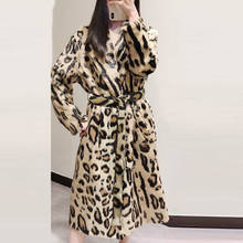 2019 Leopard Print Faux Fur Coat Long Sleeve With Belt Turn Down Collar Fur Jacket Winter Coat Women Teddy Coat Fourrure Femme 2024 - buy cheap