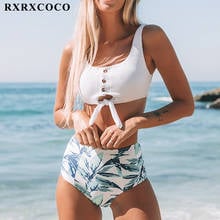 RXRXCOCO Printing Bandage Women Bikini Push Up Beachwear Swimsuit Female Sexy Swimming Suit Bikini High Waist Swimwear Women 2024 - buy cheap