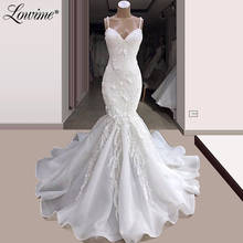 White Mermaid Wedding Dresses 2020 Spaghetti Straps Wedding Gowns Flowers Applique Brides Dresses Vestidos De Novia Bridal Dress 2024 - buy cheap