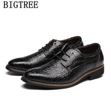 Classic Mens Dress Shoes Genuine Leather Crocodile Lace-up Italian Luxury Brand Flat Formal Oxfords Wedding Shoes Sapato Social 2024 - buy cheap