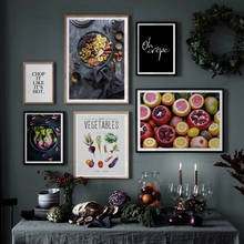 Nordic кухонный плакат брокколи зеленый перец лимон холст картины Wall Art десерт овощи фотографии для ресторана домашний декор 2024 - купить недорого