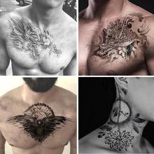 Pegatina de tatuaje temporal de pecho grande para hombre, pegatina impermeable de cuatro estilos 2024 - compra barato