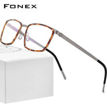FONEX Acetate Alloy Eye Glasses Frames for Men Square Myopia Optical Prescription Eyeglasses Frames 2020 Screwless Eyewear 98629 2024 - buy cheap