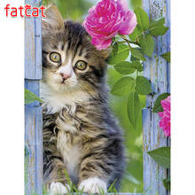 FATCAT Full square 5D Diy Daimond Painting Cute kitten 3D Diamond Mosaic round Rhinestones Painting Embroidery pet cat art AE419 2024 - buy cheap