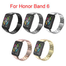Pulseira de aço inoxidável para huawei honor band 6, pulseira inteligente de reposição, pulseira de metal para honor band 6, acessório 2024 - compre barato