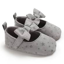 Sapatos de bebê recém-nascido com laço, calçados de primavera para meninas com estampa de estrela, algodão, sapatos casuais confortáveis para primeiros passos 2024 - compre barato
