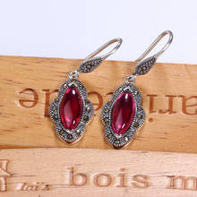 ZHJIASHUN-pendientes de gota de rubí Natural para mujer, aretes de piedras preciosas rojas de plata de ley 100% 925, joyería fina Retro 2024 - compra barato