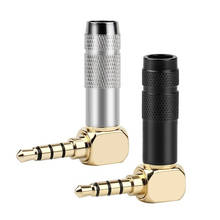 Adaptador de fone de ouvido de 90 graus 3.5mm, adaptador macho de cobre banhado a ouro 4 polos 3.5mm conector de linha 6.0mm entrada de fio de áudio 2024 - compre barato