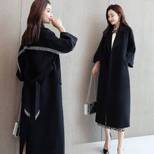 Casaco trench coat com borla corta vento feminino, outono inverno 2019 2024 - compre barato