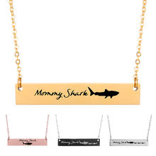Mãe tubarão nome personalizado colar mãe jóias cor do ouro personalizado gravar foto carta gargantilha colares de corrente para presente feminino 2024 - compre barato