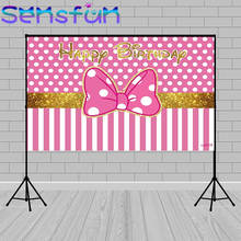 Pink Theme Girls Birthday Party Backdrops Pink Bow Gold Glitter White Polka Dots Photography Background for Photo Studio 2024 - buy cheap