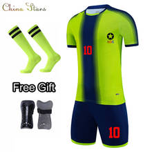 Conjunto de uniforme de futebol personalizado para crianças e adultos, conjunto de roupas com meia grátis k8825 2024 - compre barato