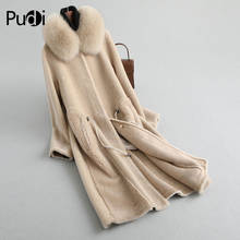 PUDI A19029 Women Winter Classic Genuine Wool Fur Coat Winter Warm Lady Real Fox Collar Coat Jacket Over Size Parka 2024 - buy cheap