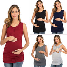 Moda amamentação feminina, roupas para gravidez, gola redonda, colete sólido, roupa de maternidade sem mangas, verão, 2020 2024 - compre barato