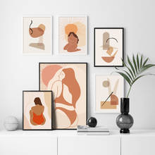 Impresiones de arte corporal de chica abstracta, póster Vintage de nórdico geométrico sobre lienzo para pared, imágenes para sala de estar, decoración del hogar 2024 - compra barato