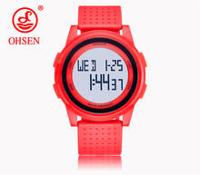 2019 OHSEN Digital Women Watch Cute Red LED Lady Wristwatch Silicone Strap 50M Waterproof 2 Zone Time Fashion Female Clocks Gift 2024 - buy cheap