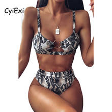 CyiExi-Conjunto De Bikini con estampado De serpiente para mujer, traje De baño De dos piezas con estampado De serpiente, cintura alta, realce, estilo veraniego 2024 - compra barato