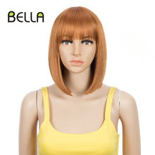 Synthetic Wigs Short Hair Bob Pink Red Wig With Bangs Wigs For Black Women 12 Inch Orange Heat Resistant Fiber Hair Cosplay 2024 - buy cheap
