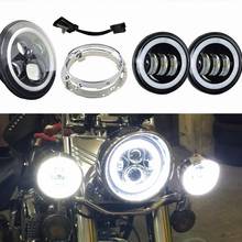 7 inch LED White Amber Halo Headlight 4.5 inches Fog Lights DRL for Harley Ultra Classic Electra Glide Ultra Street Glide 2024 - buy cheap