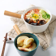 Japanese style noodle bowl ceramic rice bowl with wooden handle salad bowl dessert bowl Nordic household tableware creative smal 2024 - buy cheap