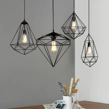 Lámpara colgante Vintage con forma de diamante, 4 tipos de jaula de hierro, candelabro, accesorios de iluminación para cafetería 2024 - compra barato