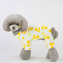 Adorável casual algodão cão pijamas casaco pequenos cães filhote de cachorro gatos macacão casaco com pato padrão vestuário para animais de estimação navio da gota 2024 - compre barato
