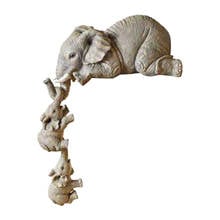 Estatua de resina divertida de la familia de elefantes, decoración de esquina de escritorio, artesanía de resina, adorno de Animal para el hogar dulce 2024 - compra barato