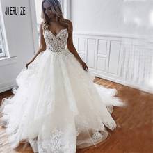JIERUIZE Tiered Beach Wedding Dresses Spaghetti Straps Sexy Backless Lace Appliques Bridal Gowns robe de mariée 2024 - buy cheap