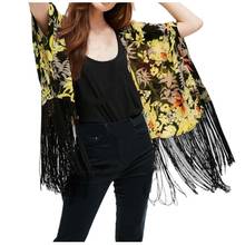 Floral Chiffon Tassel Swimsuit Cover-ups Women Bikini Cover Tops Beachwear Bathing Suit Kimono Cardigan Summer Beach Coverups 2024 - buy cheap