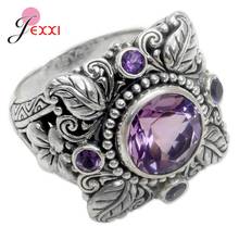 Женское кольцо из серебра 925 пробы, с крупным фиолетовым кристаллом 2024 - купить недорого