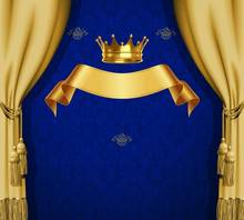 8x8FT Королевский синий дамасский узор Золотая Корона лента драпировка Baby Shower пользовательские фото фон студийные фоны Виниловые 240 см x 240 см 2024 - купить недорого