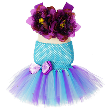 Conjunto de vestido de tutú de sirena y flores para niños pequeños, conjunto de accesorios para fotos debajo del mar, disfraz de fiesta de cumpleaños 2024 - compra barato