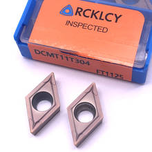 RCKLCY-cortador de torno de acero inoxidable, insertos de carburo de alta calidad DCMT11T304 FT1125, herramienta de torneado de placa de perforación interna, 10 piezas 2024 - compra barato
