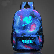 Mochila anime fairy tail, bolsa de ombro luminosa escolar para laptop, presente para estudantes 2024 - compre barato