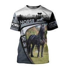 2021 Летний новые с овальным вырезом для лошадиного меха футболка 3D модные Стиль футболка с анималистическим принтом для мужчин большой Размеры футболка S-7XL 2024 - купить недорого