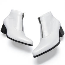 Botas de piel auténtica para hombre, botines de tacón alto, puntiagudos, para oficina, Otoño e Invierno 2024 - compra barato