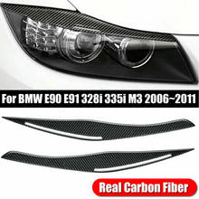 Cubierta de fibra de carbono para faros delanteros de coche BMW, cubierta de cejas de párpado para E90/E91, 328i, 335i, 2006-2011, piezas de repuesto para automóviles, accesorios de pegatinas 2024 - compra barato