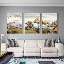 Yumeart pintura de montanha abstrata dourada, pôster grande para parede, arte para sala de estar, entrada e corredor, decoração de salão quadros 2024 - compre barato